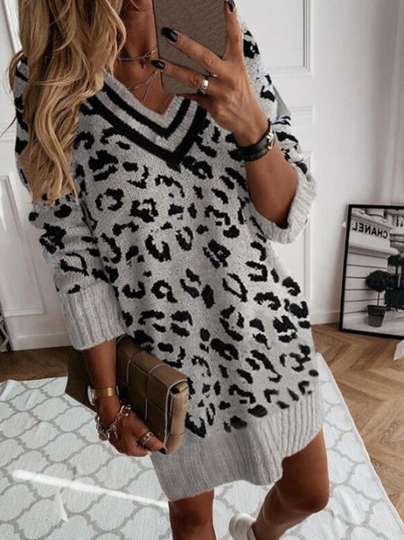 

Casual Loosen Dresses, Gray, Mini Dresses