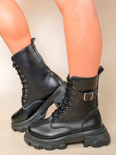 

Simple Plain Martin Combat Boots, As picture, Boots