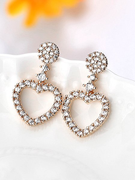 

Simple Diamond Heart Earrings, As picture, Earrings