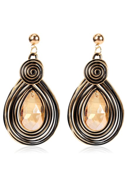 

Retro Simple Crystal Alloy Earrings, As picture, Earrings