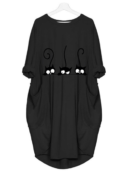 

Loosen Casual Knitting Dress, Black, Mini Dresses