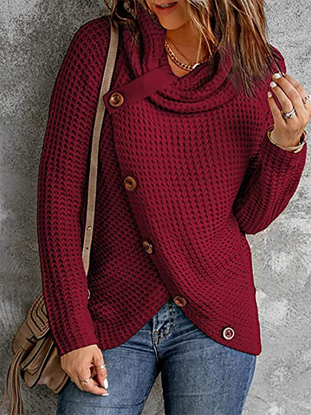 

Tinte unite Scollo ad anello Manica lunga Lculo Accostare, Rosso, Sweater
