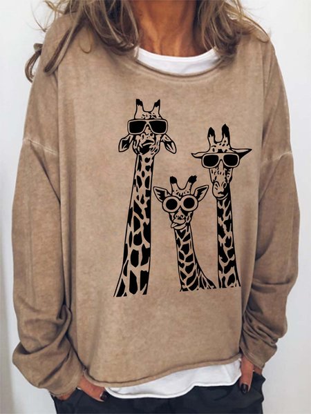 

Giraffe Casual Cotton Blends Sweatshirts, Light brown, Hoodies&Sweatshirts
