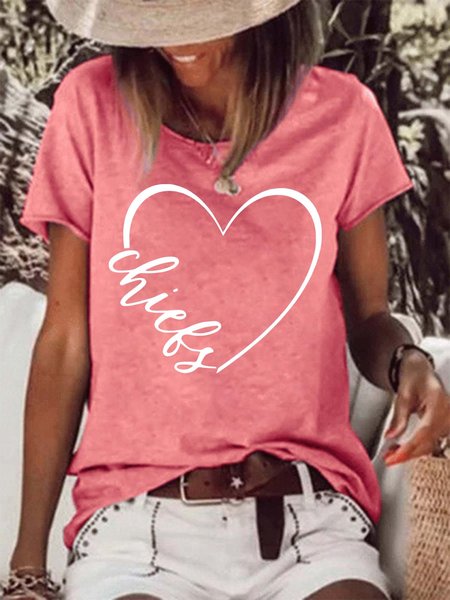 

Chiefs Heart Crew Neck Casual Shirts & Tops, Red, T-shirts