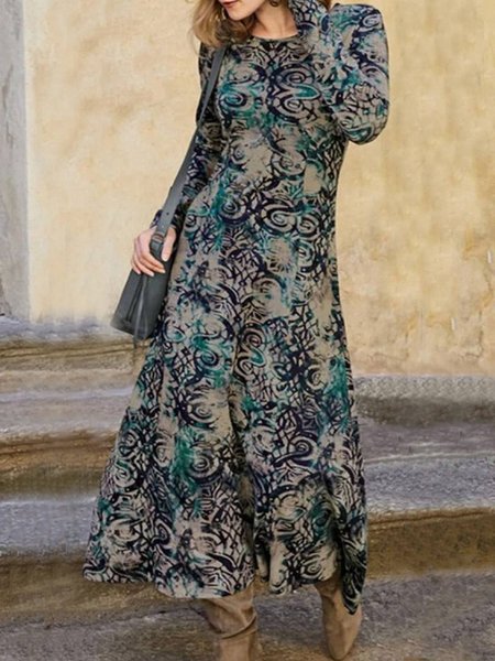 

Crew Neck Casual Dresses, Multicolor, Maxi Dresses