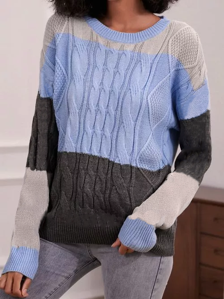 

Geometric Cotton Blends Crew Neck Sweater, Multicolor, Sweaters & Cardigans