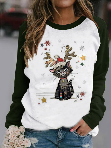 

Crew Neck Casual Shirts & Tops, Black, Tops