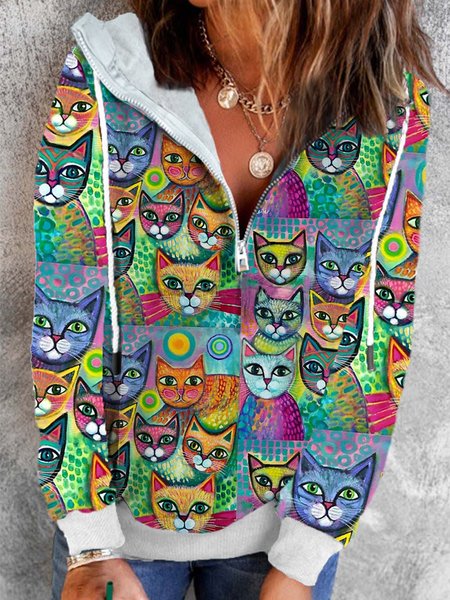 

Hooded Loosen Sweatshirt, Multicolor, Hoodies & Sweatshirts