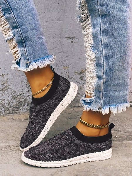 

Casual Lace-up Flying Knit Sneakers, Purple, Athletic & Casual Shoes