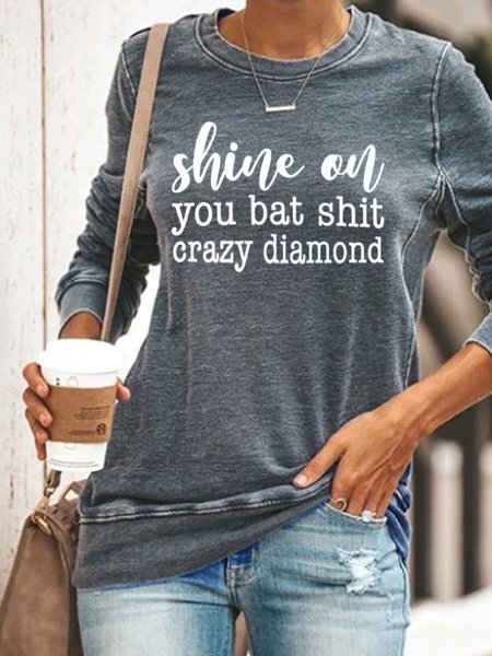 

Shine On Casual Letter Sweatshirt, Gray, Hoodies&Sweatshirts