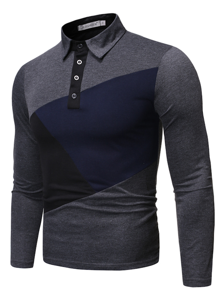 

Plain Long Sleeve Shirts & Tops, Deep gray, polo