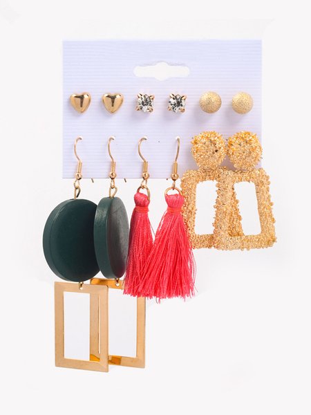 

Casual Personality Tassel Pearl Rhinestone Earrings 6 Pieces, Earrings