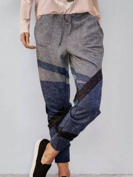 

Cotton Blends Color Block Pants, Multicolor, Pants