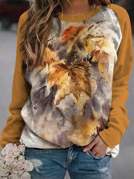 

Color Block Round Neckline Sweatshirts, Yellow, Sweatshirts & Hoodies