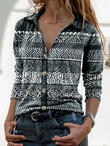 

Casual Color Block Cotton Tops, As picture, Tops
