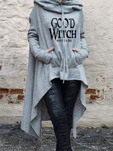 

Statement Fashion Loosen Hooded Letter Sweatshirt, Gray, Hoodies & Sweatshirts