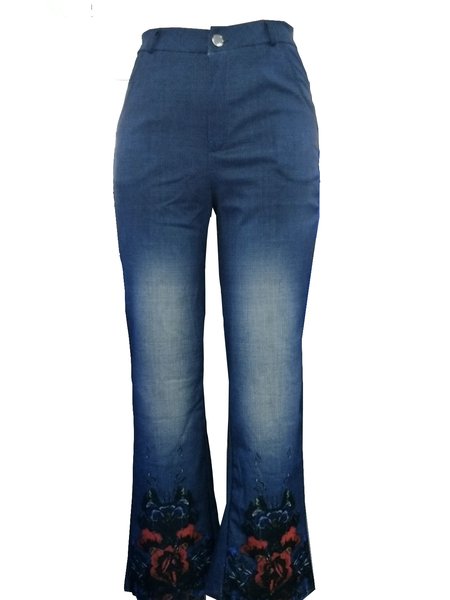 

Denim Floreale Pantaloni, Blu rosso, Jeans