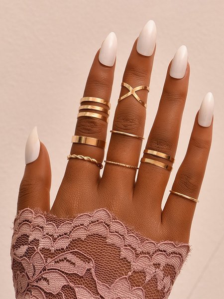 

Simple Plain Ring 8PCS, As picture, Rings