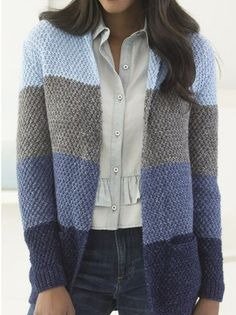 

Striped Elegant Regular Fit Outerwear, Blue, Cardigans