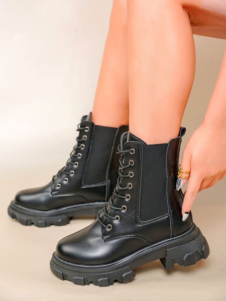

Casual Lace-up Chesil Chelsea Boots, As picture, Boots