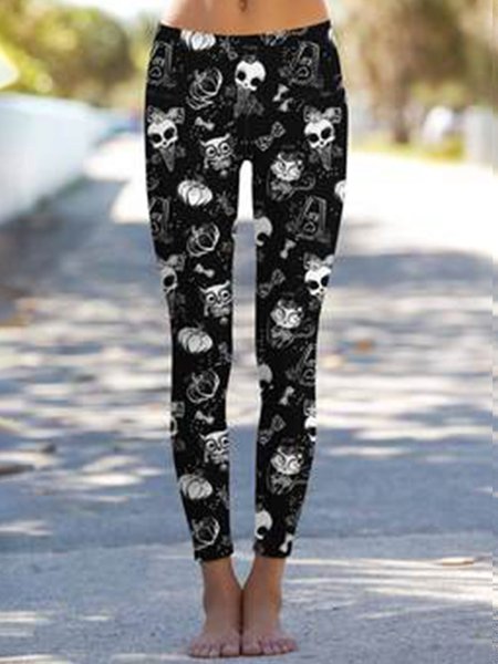 

Cotton Striped Pants, Black-white, Leggings