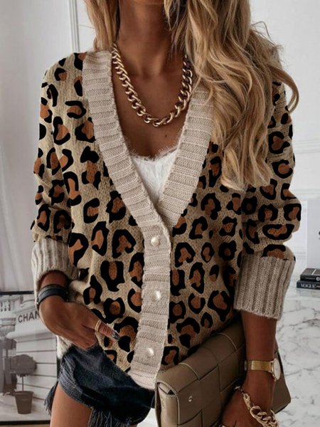 

Casuale Maniche Lunghe taglia grande Cardigan Maglione, Cachi, Sweater