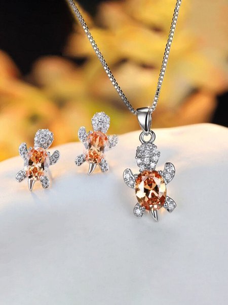 

Simple Turtle Rhinestone Earrings Necklace, Champagne, Necklaces