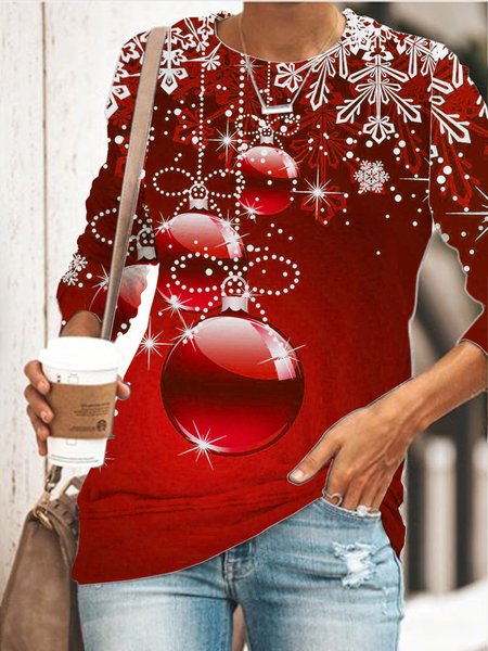 

Christmas Loosen Casual Sweatshirt, Red, Hoodies&Sweatshirts