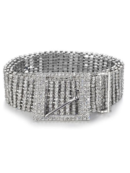 

Silver Elegant Rhinestone Belt, Belts
