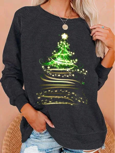 

Christmas Elegant Casual Crew Neck Sweatshirt, Black, Sweatshirts & Hoodies