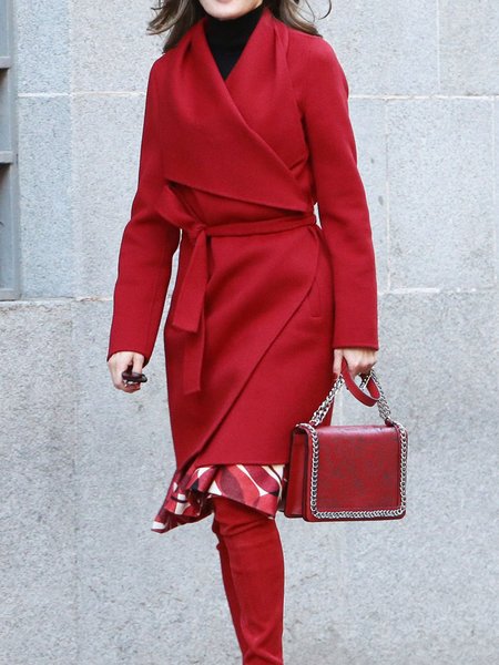 

Lady Long Sleeve Regular Fit Solid Outerwear, Red, Coats