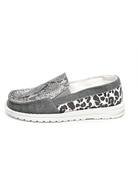 

Snakeskin Leopard Print Loafers, As picture, Flat & Loafers