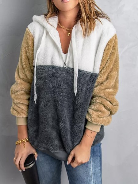 

Hooded Color Block Sweatshirt, As picture, Hoodies & Sweatshirts