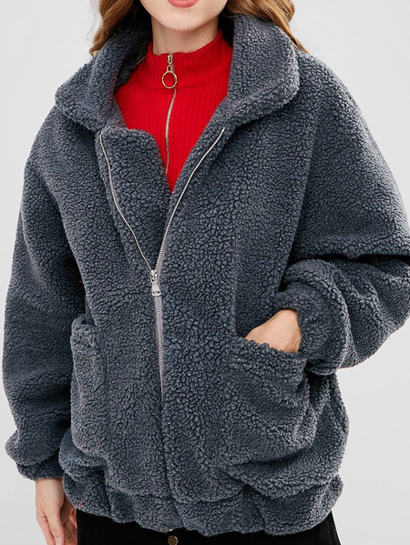 

Casual Loosen Cotton Outerwear, Deep gray, Coats & Jackets
