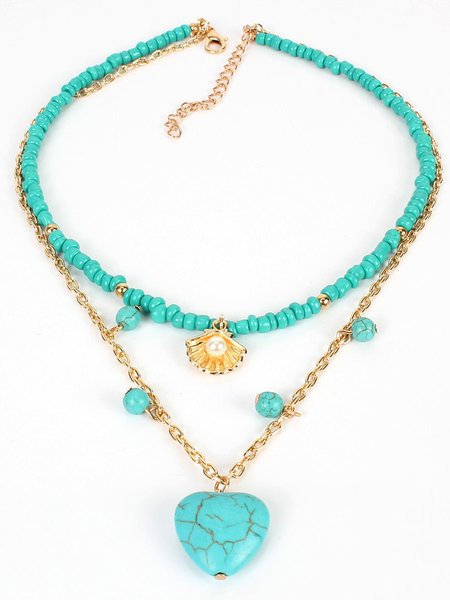 

Vintage Turquoise Pearl Alloy Necklace, As picture, Necklaces