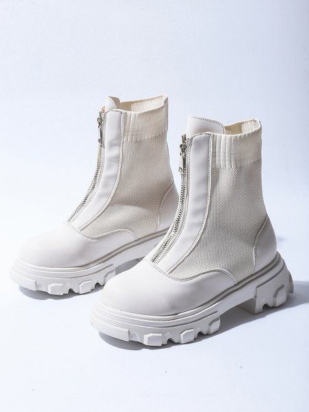 Simple Zipper Stitching Ankle Boots, As picture, Boots