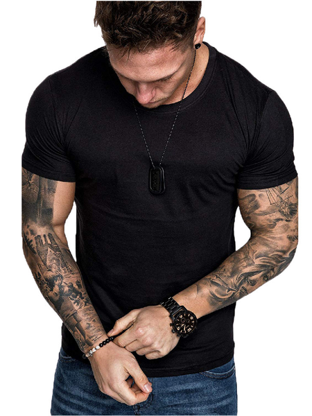 

Cotton Plain Casual Crew Neck Shirts & Tops, Black, T-shirt