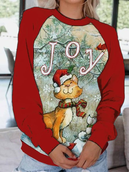 

Christmas Cat Joy Casual Sweatshirt, Red, Hoodies&Sweatshirts