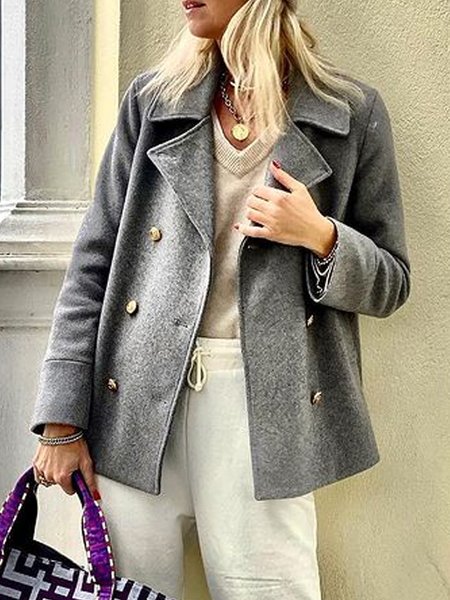 

Cotton Blends Casual Loosen Outerwear, Gray, Coats & Jackets