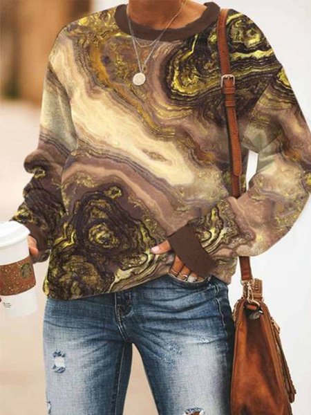 

Casual Long Sleeve Crew Neck Printed Sweatshirt, Multicolor, Hoodies & Sweatshirts