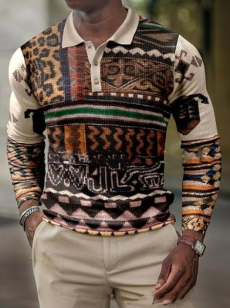 

Vintage Long Sleeve Lapel Shirts & Tops, As picture, polo