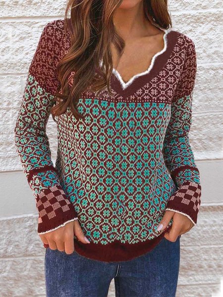 

Geometric Regular Fit Sweater, Multicolor, Sweaters & Cardigans