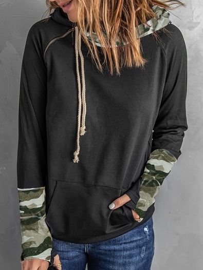 

Regular Fit Camo Casual Sweatshirt, Black, Hoodies & Sweatshirts