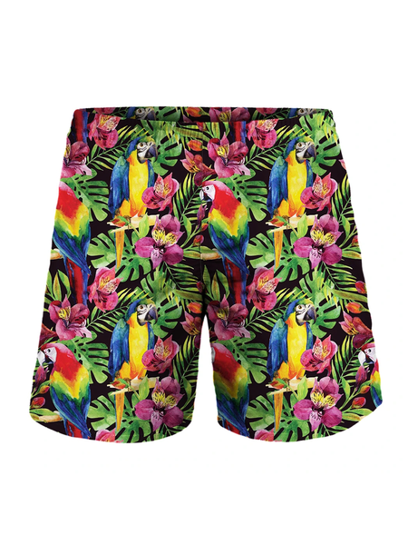 

Plants Palm Leaf Parrots Vacation Pants, As picture, Men's shorts