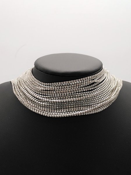

Personalized Rhinestone Alloy Necklace, Silver, Necklaces