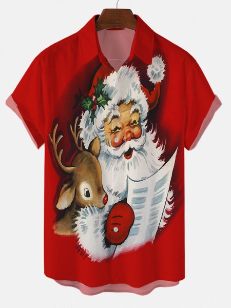 

Red Santa Claus Men's Shirts, As picture, Shirts