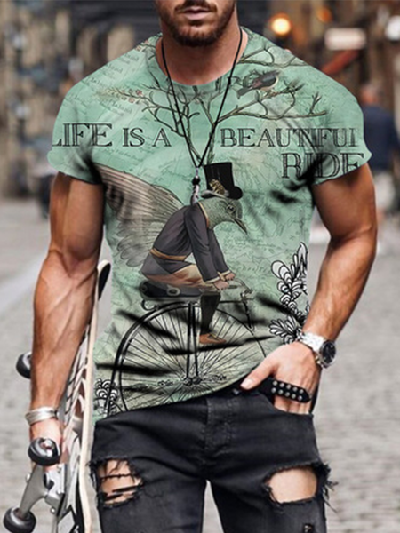 

Short Sleeve Crew Neck T-shirt, As picture, Men's t-shirts