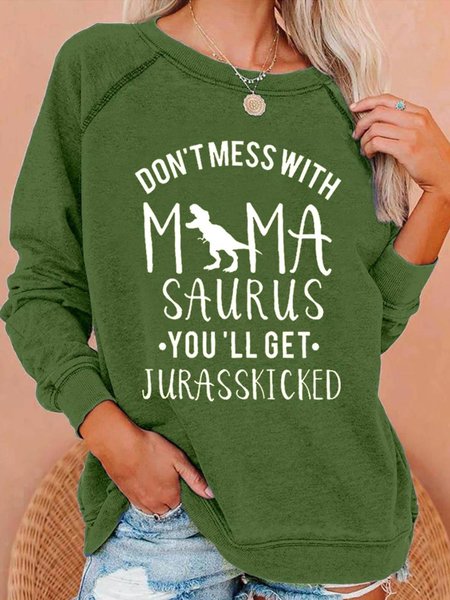 

Casual Regular Fit Letter Sweatshirt, Green, Hoodies & Sweatshirts