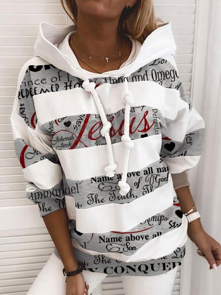 

Letter Hooded Sweatshirt, White, Hoodies & Sweatshirts