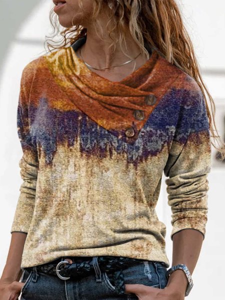 

Cowl Neck Ombre Shirts & Tops, Multicolor, Tops